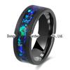 Novo Anel Elétrico de Aço Tungstênio Preto Jateado com Areia 8mm Incrustado com Cascalho Colorido Anel Anel de Casal Joias para Homens e Mulheres