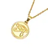 Collar de acero de titanio con moneda retro personalizada Ojo de Horus para mujer, nicho de alta calidad, cadena para clavícula 18K de oro, todo a juego, al por mayor