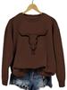 Amazon moderno eBay blusa solta divertida estampada cabeça de vaca nova gola redonda manga longa camisa suéter