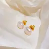 Brincos de Tarraxa Coloridos com Pérolas Quadradas Grossas Estilo Metálico de Alta Qualidade Agulha de Prata, Brincos Estilo Socialite Personalidade Exquisita de Luxo Leve Estilo Coreano