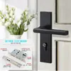 Cerradura de puerta de madera maciza con ventosa magnética, silenciosa, universal, negra, para interiores y dormitorios.