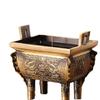 Quemador de incienso de cobre para decoración del hogar, quemador de incienso de línea cuadrada, trípode chino retro, exquisita decoración, Qianqiu