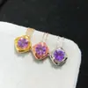 Colgante de amatista natural pura para mujer, color super cristalino, 6*6 mm, inserto de plata de ley s925 de alta calidad