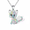 Hongdi Transfronterizo Europeo y Americano Más Vendido Personalizado Creativo Colorido Circonita Gato Collar para Mujer Colgante de Animal Joyería