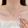 2026 Colgante de Collar con Llave de Diamante Brillante Amor Cruzado Europeo y Americano Colgante de Llave Arcoíris Cadena de Clavícula para Mujer Estilo Niche de Lujo Ligero Adorno