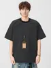 Camiseta Masculina Listrada Retrô de Manga Curta Japonesa Solta Versátil de Verão Respirável Tendência Color Block Gola Redonda