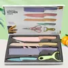 Comercio exterior exportación juego de cuchillos de cocina color paja de trigo juego de seis piezas color cocina pintura cuchillo caja de regalo