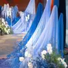 Decoração de Cena Tema Azul Gaze Temporada de Formatura do Jardim de Infância Criação de Ambiente Decoração Cortina de Gaze para Teto de Casamento Layout de Cena
