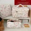 Bolsa de maquillaje con lazo a cuadros, color vibrante, gran capacidad, portátil, para viaje, para mujer, 2024