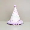 Chapéu de festa de aniversário atacado chapéu de aniversário com letra dourada chapéu de pompom chapéu infantil de aniversário prateado chapéu pontudo