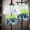 Waffle Shorts Terno Masculino Seda Gelo Verão Fino Secagem rápida Casual Esportes Cinco Pontos Calças de Praia Conjunto de Roupas