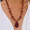 Collar de Lujo de Gota de Agua Roja de Gama Alta para Mujer, Estilo Largo para Otoño e Invierno, Collar de Resina de Alta Calidad, Accesorio Versátil y Elegante