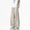 Pantalones casuales de seda helada para hombre de verano, pantalones versátiles de pierna recta, holgados y sencillos, con un diseño fresco, de secado rápido, transpirable y ligero