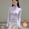 260g Yousi elegante cálida cepillada de cuello alto capa base para mujer camiseta de manga larga de otoño e invierno con hombro normal