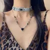 Turquesa Humo de Uva Patrón de Diamante Negro Cobra Choker Punk Chica Dulce Fresca Atrevida