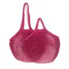Bolsa de malla hueca multicolor transfronteriza, bolso tejido con cuerda de algodón, bolsa ecológica para almacenamiento de frutas y verduras, bolsa de malla de algodón para la compra
