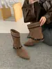 Botas de plataforma de moda estilo coreano para mujer, colección otoño/invierno 2026, botines versátiles, botas de ajuste ceñido, botas de moda hasta la mitad de la pantorrilla para mujer
