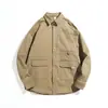Camisa de Trabajo Retro Americana para Hombre de Primavera y Otoño, Manga Larga, Estilo Nuevo, Corte Holgado, Tallas Grandes, Chaqueta Casual de Otoño para Hombre