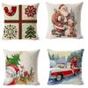 Nueva Funda de Almohada Navideña Muñeco de Nieve Navideño Decoración de Sala de Estar Funda de Cojín de Sofá de Lino Funda de Almohada Lumbar para Coche