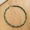 Collar para Hombre Ajustable Trenzado de Madera Turquesa y Concha de Coco Estilo Étnico Retro Europeo y Americano