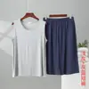 Nuevo conjunto de verano para hombre: chaleco de modal de talla grande con pantalones cortos de cintura elástica, conjunto casual para el hogar, conjunto de dos piezas holgado y extragrande