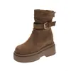 Botas Martin de suela gruesa estilo europeo y americano para mujer, colección otoño/invierno 2026, que realzan la altura, adelgazantes, impermeables, con plataforma, de ante, de tacón alto, moda