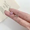 Aretes de Piedra Rosa Femeninos para Mujer, Simples, de Aspecto Sofisticado, Asimétricos, Nicho, de Gama Alta, Compactos, Personalizados y Exquisitos