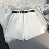 Shorts de traje grises de verano para mujer, pantalones anchos holgados de cintura alta nuevos 2026, pantalones casuales versátiles de línea A
