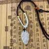 Colgante de Ágata Calcedonia Buda Guanyin Hoja de Loto Ruyi Pixiu Moda Pareja Collar Trenzado de Jade