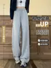 Pantalones de Mujer Ajustados de Pierna Ancha, Estilo Nuevo Primavera y Otoño 2026, Cintura Alta, Caída, Casual, Pierna Recta, Adelgazantes, Pantalones Deportivos de Chándal Grises