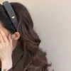 Diadema Ancha de Color Sólido de Lana con Etiqueta Dorada para Mujer, Diadema Superior Craneal que Aumenta la Altura, Pasador de Cabello de Temperamento de Gama Alta, Accesorio para el Cabello Estilo Coreano
