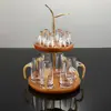 Juego de Copas de Vino para el Hogar, Copa para Licores de Lujo Retro con Mango Turquesa, Vasito de Chupito, Copa Bala con Lámina de Oro