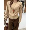 Camiseta de manga larga gruesa con forro polar, color liso, cuello redondo, estilo coreano, color Pencil Berry, para mujer, otoño e invierno, con diseño entallado en la cintura, top versátil