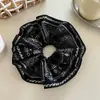 Azul Marino Retro Flor de Paisley Textura Encaje Lazo para el Cabello Bufanda Cuadrada Accesorio para Cola de Caballo Versátil Estilo Nuevo