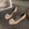 Zapatos de Salón Individuales de Estilo Francés con Pedrería y Boca Poco Profunda Modelo Nuevo Primavera 2026 Zapatos Mary Jane Planos de Tacón Grueso para Combinar con Vestidos Zapatos de Noche