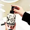 Botella de Cerámica Creativa al por Mayor con Diseño de Flores y Pájaros para Baño Doméstico, Dispensador de Loción Tipo Prensa para Lavabo, Champú y Gel de Ducha