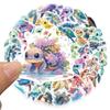 50 piezas pegatinas de tortuga de dibujos animados coloridas de vida marina transfronteriza para equipaje, patinete, teléfono móvil, pegatinas de hielo y nieve