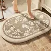 Tapete de chão para banheiro, tapete antiderrapante para entrada de vaso sanitário, imitação de caxemira, tapete absorvente de água e resistente à sujeira, tapete absorvente de água para entrada de banheiro
