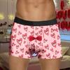 24 Dia dos Namorados Europeu e Americano criativo amor sexy cueca masculina estampada transfronteiriça calça de quatro pernas para pés chatos vendas diretas da fábrica