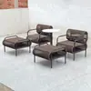 Silla Sofá Trenzada con Cuerda para Exteriores, Invernadero, Jardín, Bienes Raíces al Aire Libre, Juego de Tres Piezas de Silla Trenzada con Cuerda, Muebles Combinables, Arte de Ratán