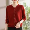 Nuevo suéter estilo chino para madres, nuevo modelo 2026, blusa vintage de botones para mujeres de mediana edad y mayores, camisa base de primavera y otoño