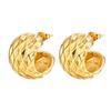 Pendientes de acero inoxidable de alta calidad estilo retro en forma de semicírculo, simples y a la moda para mujer, con baño galvánico color 18K que conserva el color, pendientes de moda