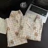 Algodón Nube Mayorista Transfronterizo Pijamas Nuevos para Mujer Primavera y Otoño Manga Larga Dulce Dibujos Animados Conjunto de Ropa para el Hogar Pijamas de Mujer