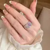 Xiaohongshu Popular Super Nobre Brilhante Bolha Diamante Roxo Anel Largo de Prata Anel de Dedo Indicador Totalmente Diamantado Dropshipping