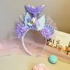 Diadema de unicornio creativa de moda, accesorio para el cabello con lentejuelas y cola de pez para fiestas navideñas, diadema para niñas pequeñas