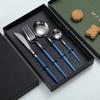 Cross-border Aço Inoxidável Conjunto de Louça Internet Celebridade Portuguesa Faca, Garfo e Colher Conjunto de quatro peças Louça nórdica estilo ocidental Caixa de presente high-end
