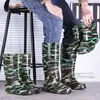 Botas de lluvia gruesas, impermeables y antideslizantes de grado militar, zapatos acuáticos de caña alta, botas de lluvia de trabajo para hombre, zapatos de goma de cocina de caña media y botas acuáticas de caña baja