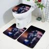 Jit Producto Nuevo Cómodo Juego de Alfombrillas para Inodoro en Casa Lindo Patrón de Estampado de Anime 3D Juego de Alfombrillas para Inodoro Juego de Tres Piezas