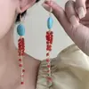 [Selección Premium] Pendientes de Perlas con Forma de Gota de Aceite de Jade Imitación Estilo Chino Nuevo Pendientes Retro con Borlas de Gota de Agua Accesorios Simples Hanfu para Mujeres