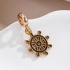 Pulseira Colar Pingente Timão de Navio Antigo Dourado Vintage Pingente Colar Joias Estilo Mediterrâneo Adorno de Cordão Acessórios Transfronteiriço
